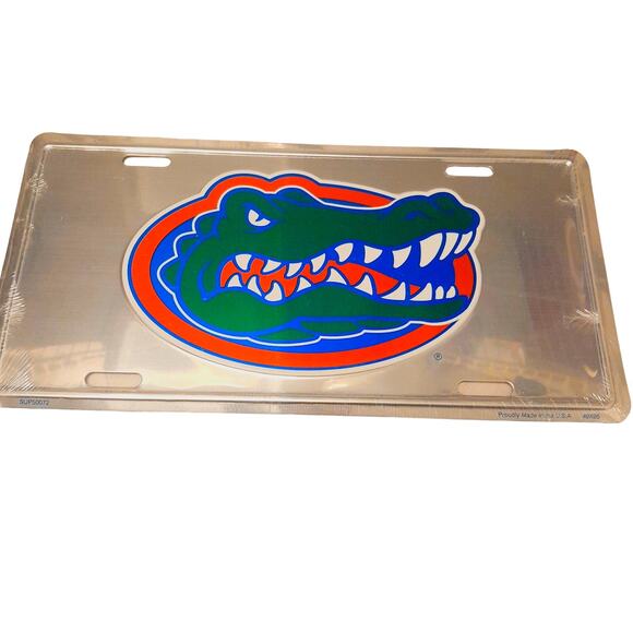 MLB Florida Gators Metal License Plate Retro Chrome Embossed Florida Old Logo - Picture 1 of 3